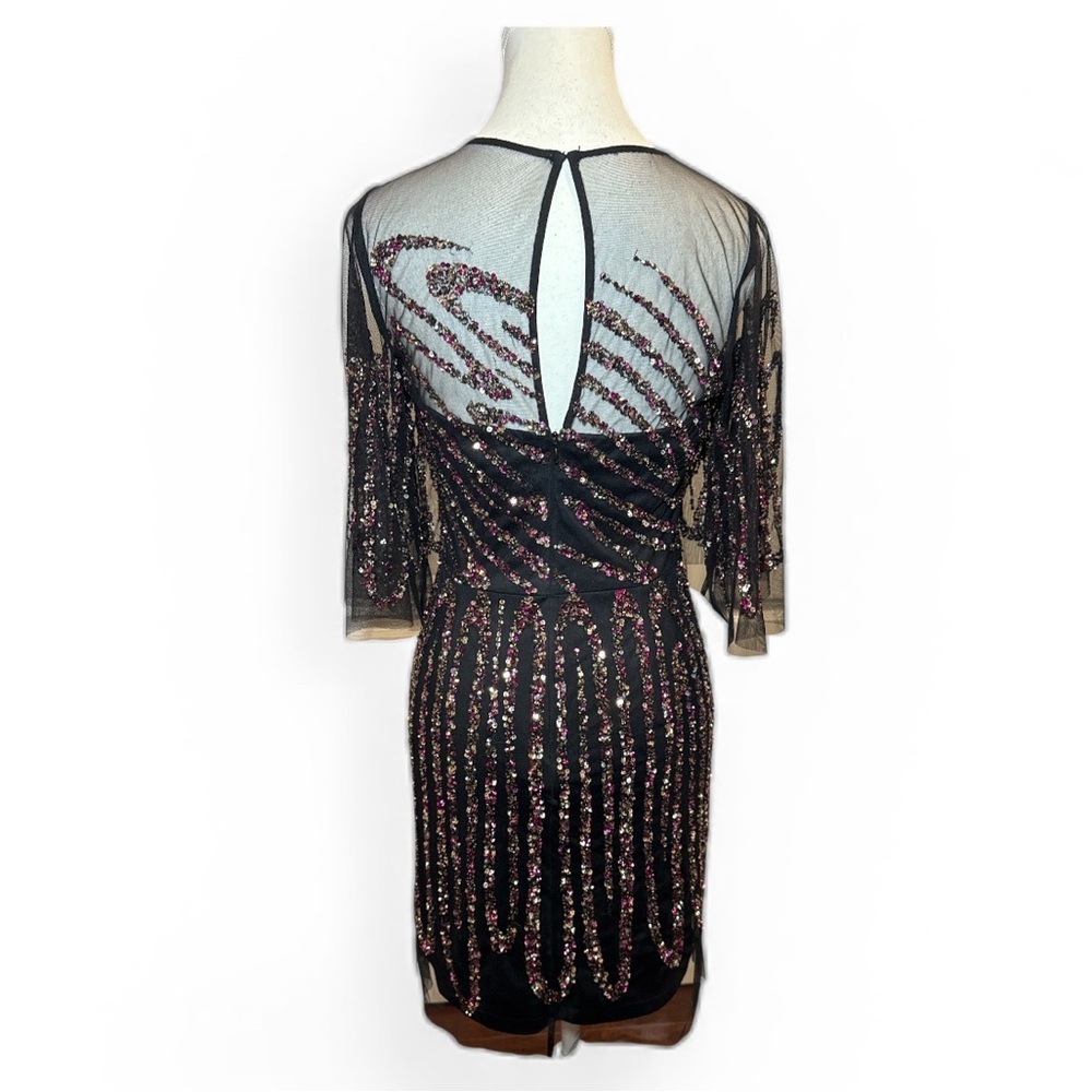 Aidan Mattox Sequin Illusion Mini Cocktail Dress Sz 2 - Picture 5 of 9